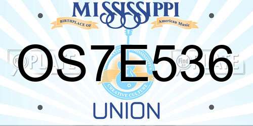 OS7E536 Mississippi License Plate
