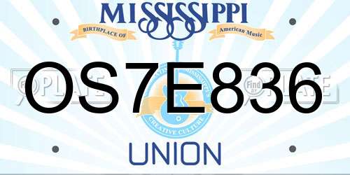 OS7E836 Mississippi License Plate