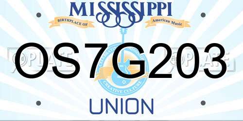 OS7G203 Mississippi License Plate