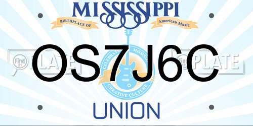 OS7J6C Mississippi License Plate