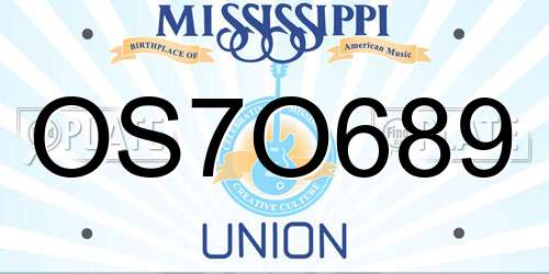OS7O689 Mississippi License Plate