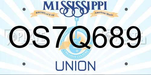 OS7Q689 Mississippi License Plate