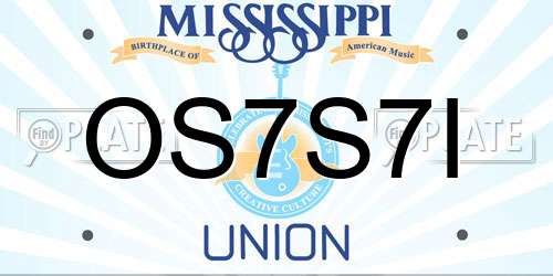 OS7S7I Mississippi License Plate