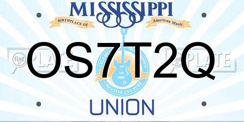 OS7T2Q Mississippi License Plate