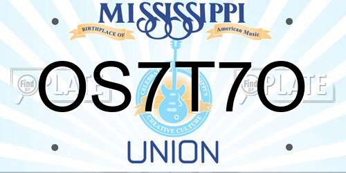 OS7T7O Mississippi License Plate