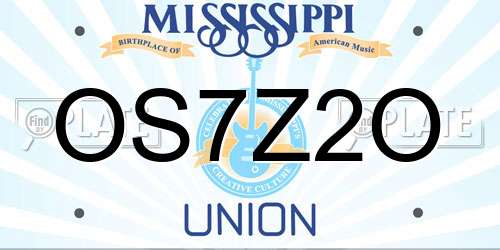 OS7Z2O Mississippi License Plate