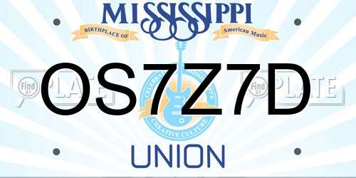 OS7Z7D Mississippi License Plate
