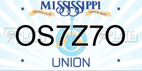 OS7Z7O Mississippi License Plate