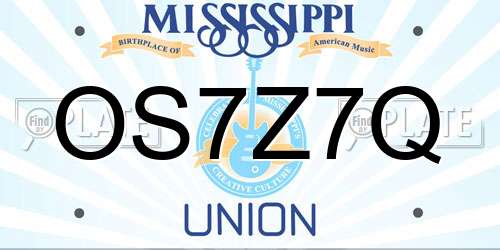 OS7Z7Q Mississippi License Plate