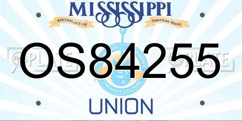 OS84255 Mississippi License Plate