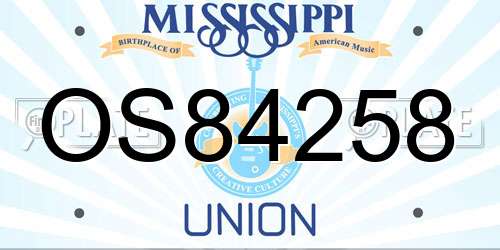 OS84258 Mississippi License Plate