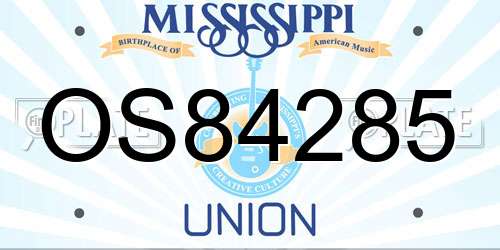 OS84285 Mississippi License Plate