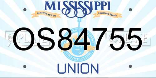 OS84755 Mississippi License Plate