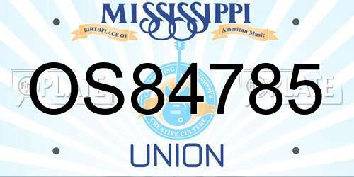OS84785 Mississippi License Plate