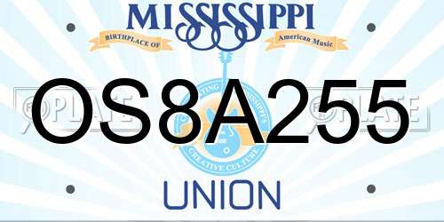 OS8A255 Mississippi License Plate