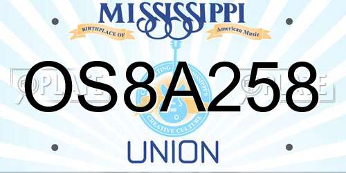 OS8A258 Mississippi License Plate