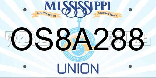 OS8A288 Mississippi License Plate