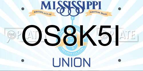 OS8K5I Mississippi License Plate