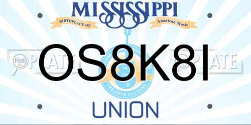 OS8K8I Mississippi License Plate