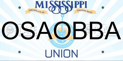 OSAOBBA Mississippi License Plate