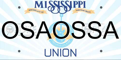 OSAOSSA Mississippi License Plate