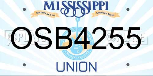 OSB4255 Mississippi License Plate