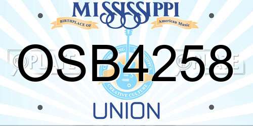 OSB4258 Mississippi License Plate