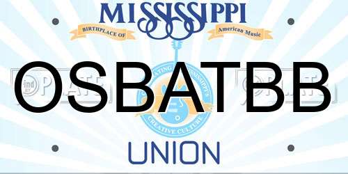 OSBATBB Mississippi License Plate