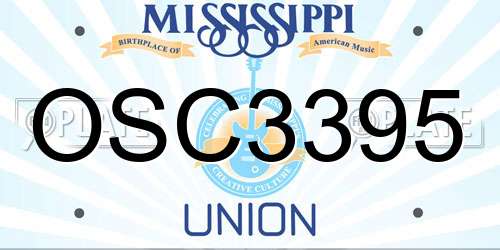 OSC3395 Mississippi License Plate