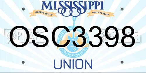OSC3398 Mississippi License Plate