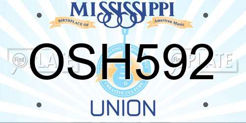 OSH592 Mississippi License Plate
