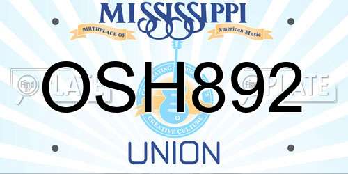 OSH892 Mississippi License Plate