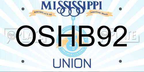 OSHB92 Mississippi License Plate