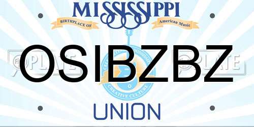 OSIBZBZ Mississippi License Plate
