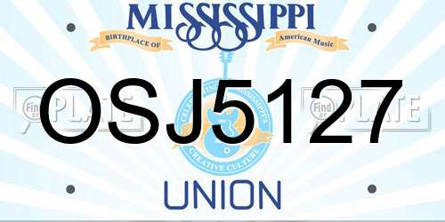 OSJ5127 Mississippi License Plate