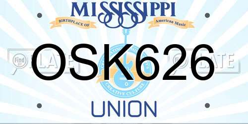 OSK626 Mississippi License Plate