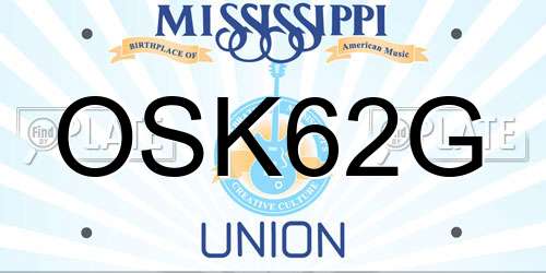 OSK62G Mississippi License Plate