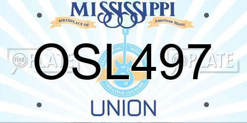 OSL497 Mississippi License Plate