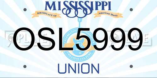 OSL5999 Mississippi License Plate
