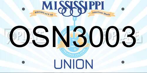 OSN3003 Mississippi License Plate