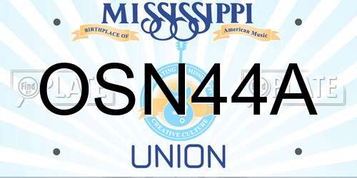 OSN44A Mississippi License Plate