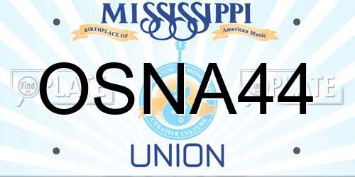 OSNA44 Mississippi License Plate