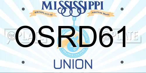 OSRD61 Mississippi License Plate