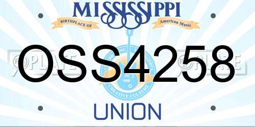 OSS4258 Mississippi License Plate