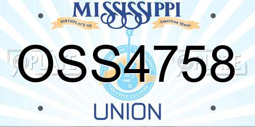 OSS4758 Mississippi License Plate