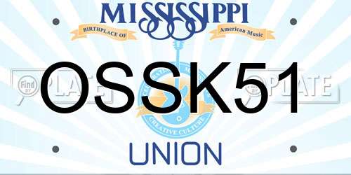 OSSK51 Mississippi License Plate