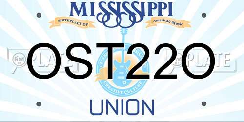 OST22O Mississippi License Plate