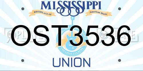OST3536 Mississippi License Plate