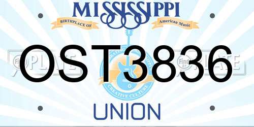 OST3836 Mississippi License Plate