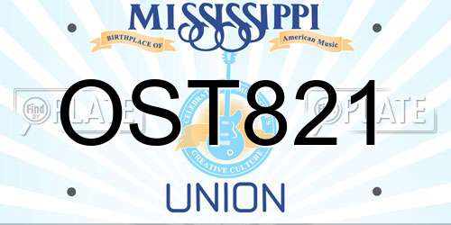 OST821 Mississippi License Plate